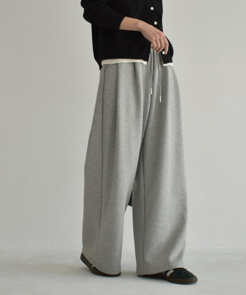 bottoms-02275 ウエストタック リラックス ワイドパンツ グレー bottoms-02275 ウエストタック リラックス ワイドパンツ グレー