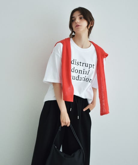 nh-tops-02612　オーバーサイズ ロゴ Tシャツ　ホワイト　ブルー