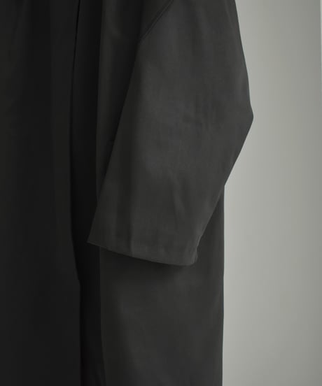 coat-02048　スタンドカラー ミディコート　ブラック