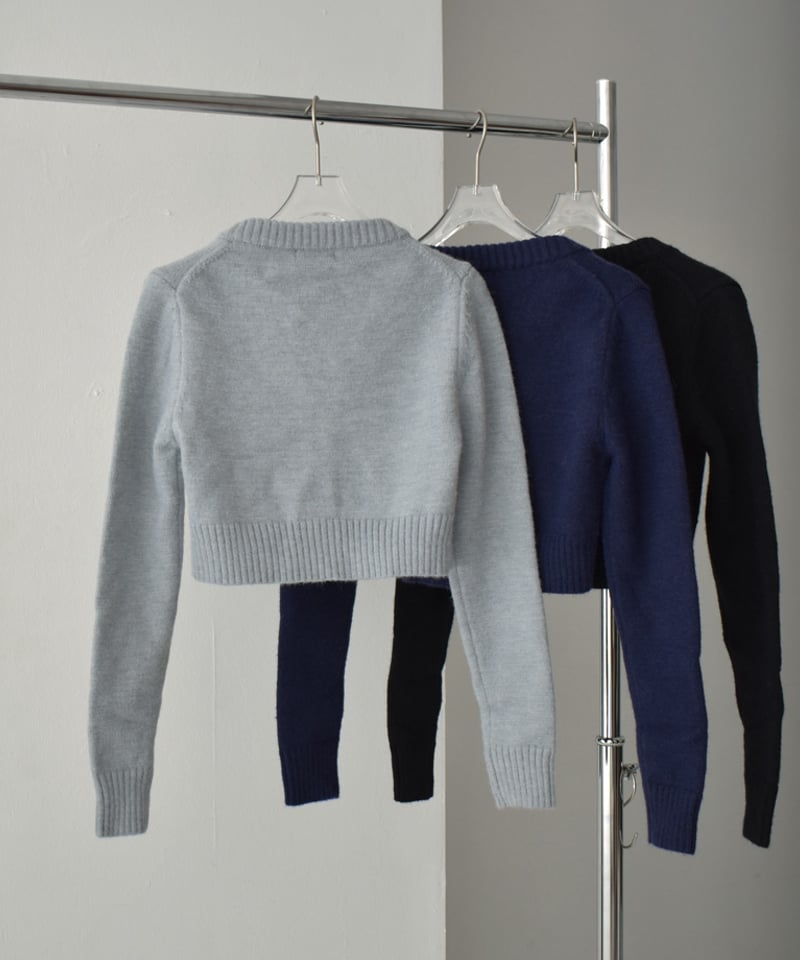 knit-02281 ショート カーディガン グレー ネイビー ブラック knit-02281 ショート カーディガン グレー ネイビー ブラック