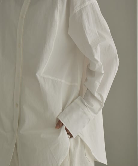 tops-02379　コットンラグランドレスシャツ　ホワイト　ブラック