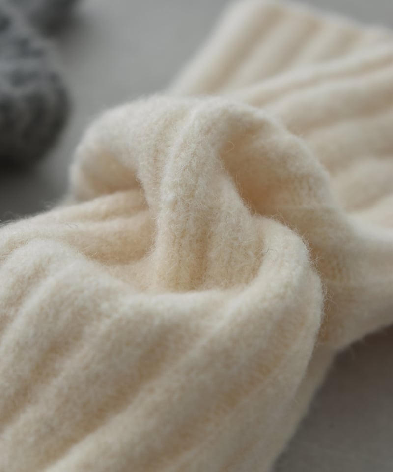 mb-gloves-02015 ウール混 リブ ニット アームウォーマー エクリュ