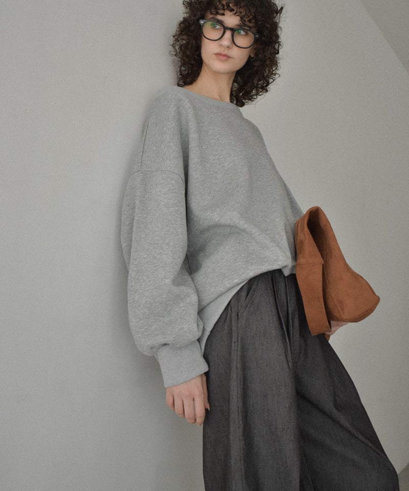 tops-02509 オフショルダー big プルオーバー ホワイト グレー