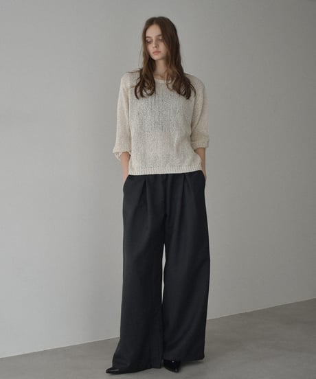 knit-02341　ローゲージ ルーズニット　エクリュ　ブラック
