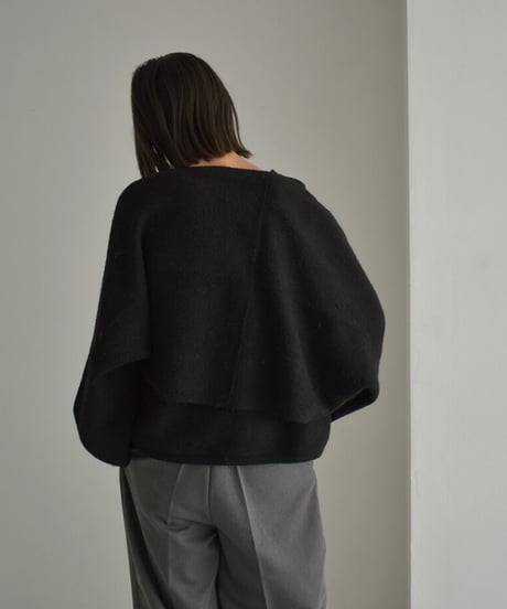 knit-02245　ボリュームスリーブ ショートボレロ　ニットベストセット　エクリュ　グレー　ブラック