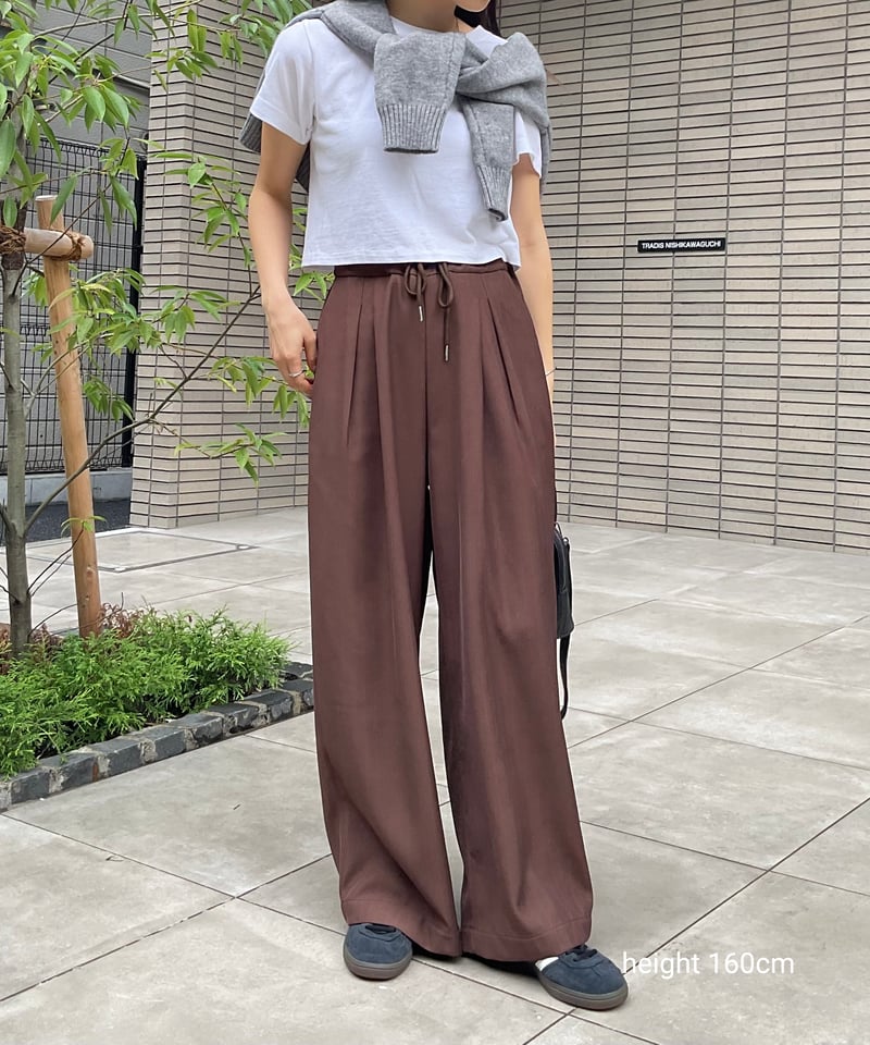bottoms-02244 ストライプ ワイド パンツ ブラウン ブラック | L bottoms-02244 ストライプ ワイド パンツ ブラウン ブラック | L