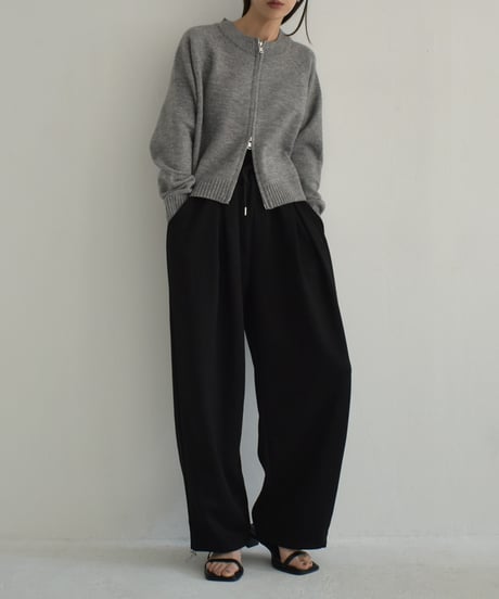 knit-02269　ジップ ニット カーディガン　グレー　ブラック
