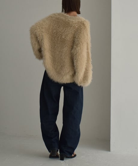 knit-07001 　シャギー ボリューム ニット カーディガン
