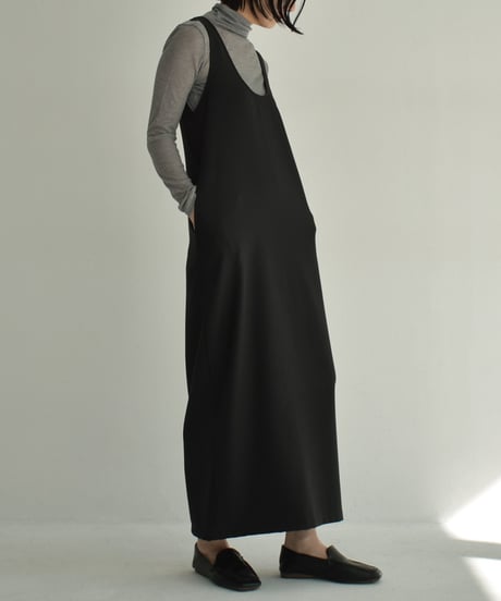 onepiece-12015　リネン混 ストレッチ 2way ワンピース　グレー　ブラック