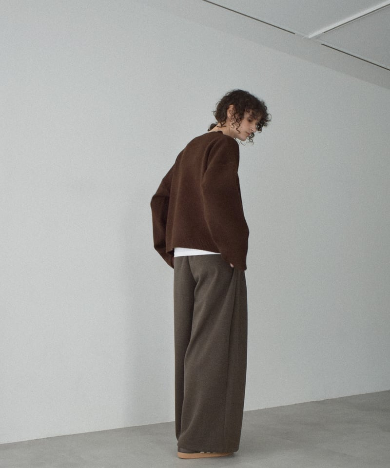 Brook ブラウン パンツ bottoms-02304 フランネル タックワイドパンツ グレー ブラウン