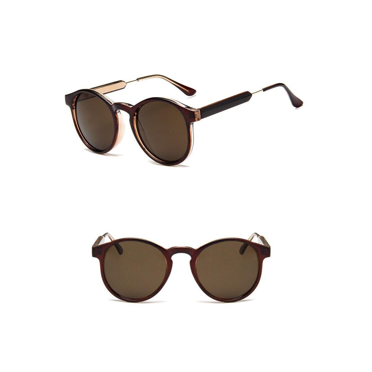 sunglasses-02036 UV400 クリアフレームサングラス ダークブラウン