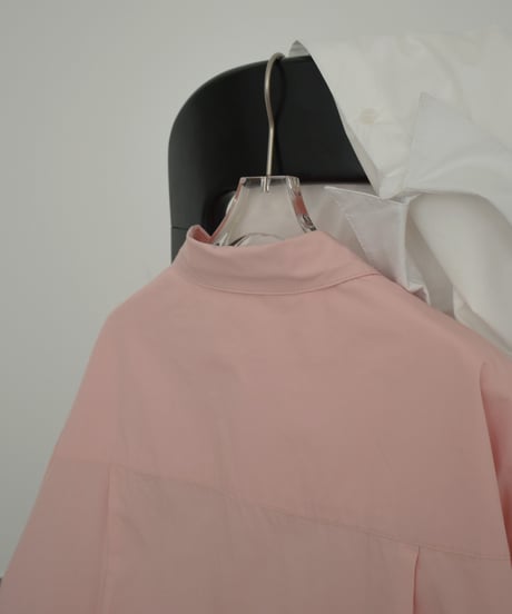 tops-02583　オーバーサイズ レギュラーシャツ　ホワイト　ピンク