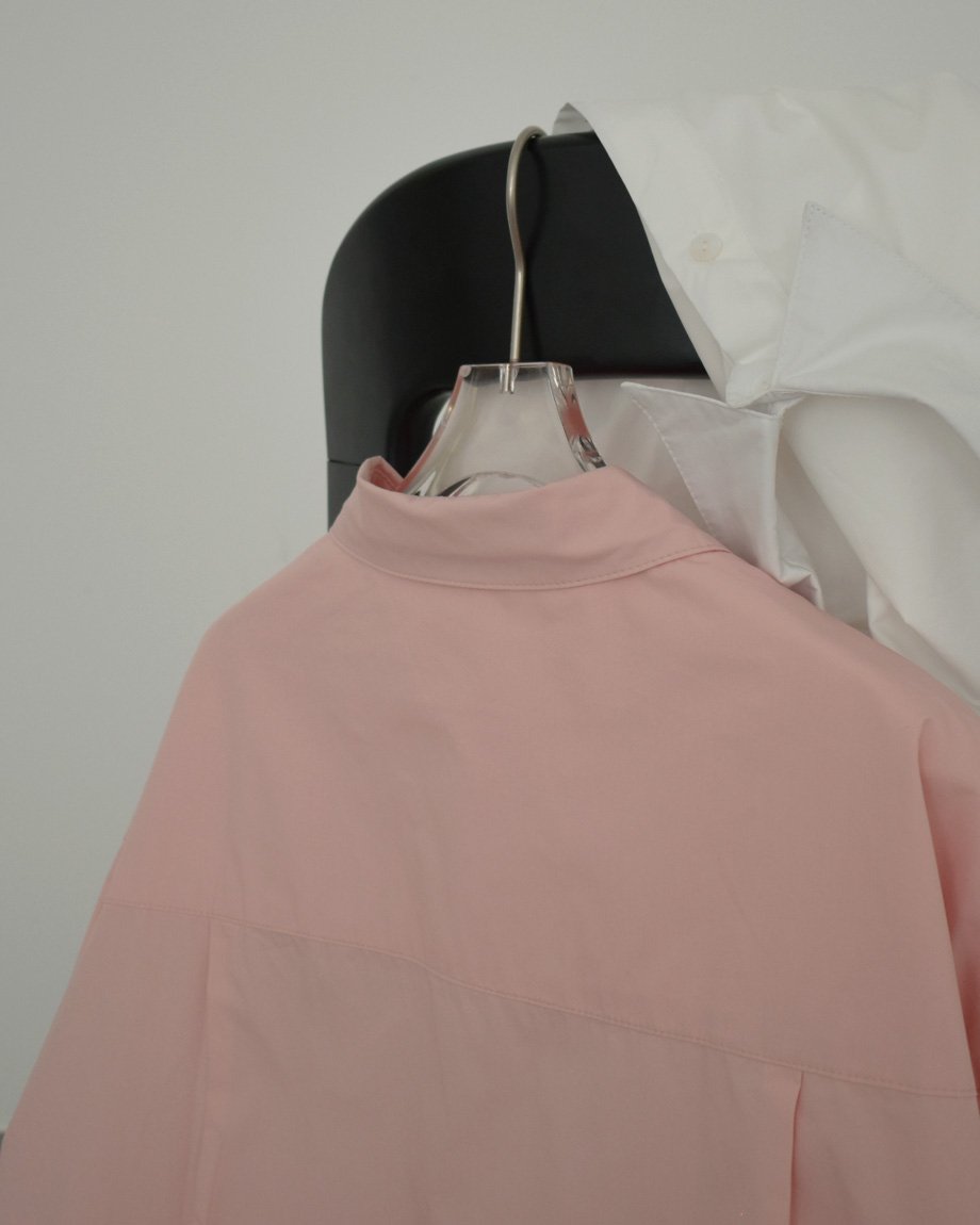 tops-02583 オーバーサイズ レギュラーシャツ ホワイト ピンク | L