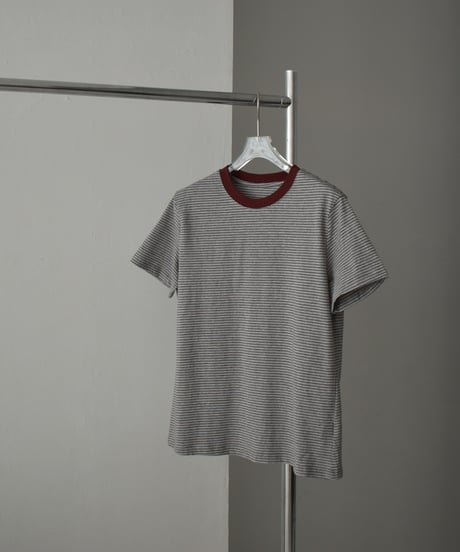 nh-tops-02558　コンンパクト ボーダー tee　ベージュ　グレー