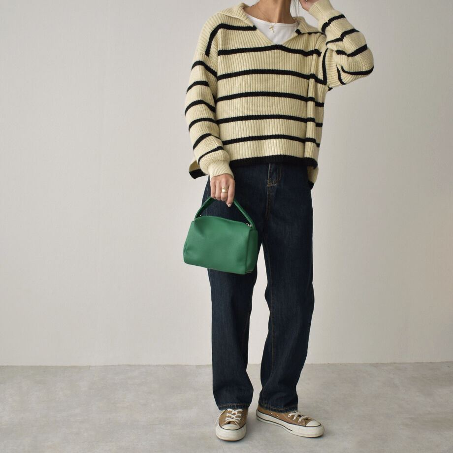 knit-02173 ボーダー セーラーニット エクリュ ブラック | L knit-02173 ボーダー セーラーニット エクリュ ブラック | L