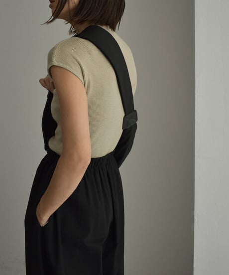 nh-knit-02230　モックネック フレンチスリーブニット　エクリュ　グレージュ　ブラック