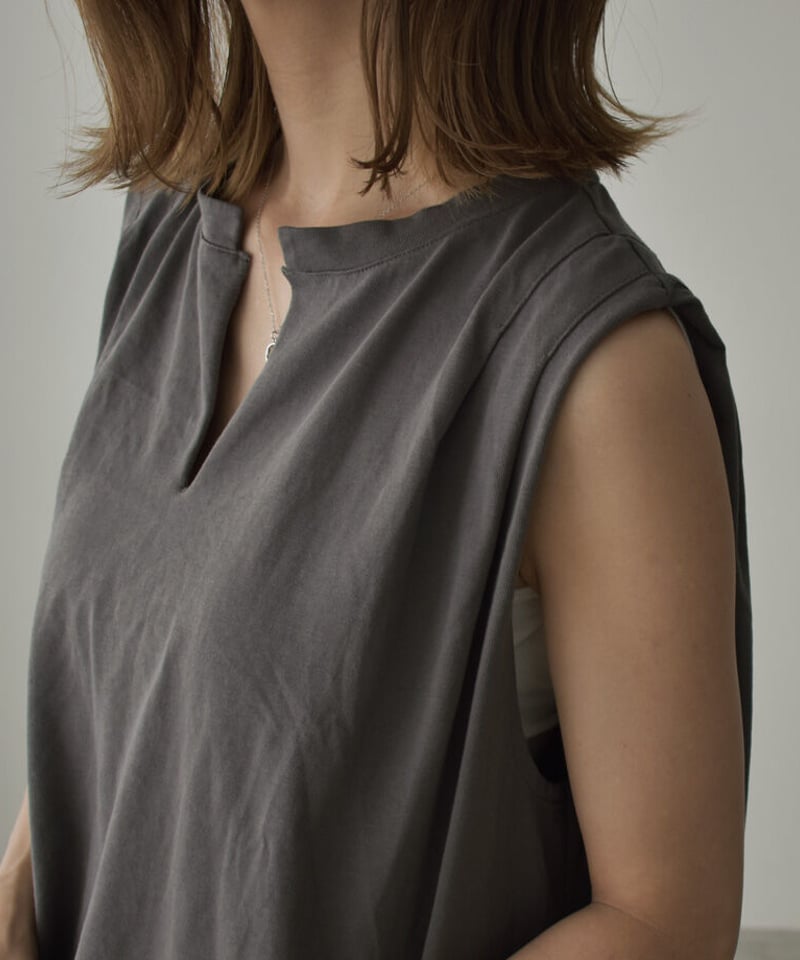 onepiece-02053 アシンメトリー ギャザーワンピース チャコール