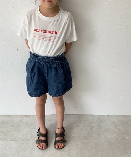 nh-kidstops-02001　キッズ クルーネック テキストＴシャツ　ホワイト　モカ