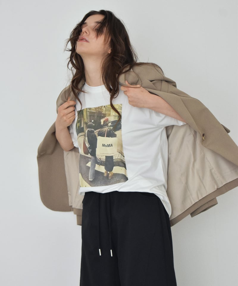 ots様 nh-tops-02594 オーバーサイズ フォトTee ホワイト ブラック | L a v