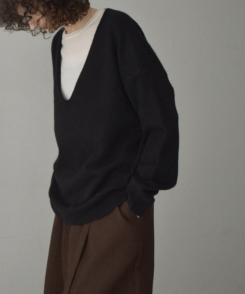 ZILLI 黒・グレー Vネック 長袖カットソー上質58 knit-02346 Vネック オーバーニット エクリュ グレー ブラック | L a v