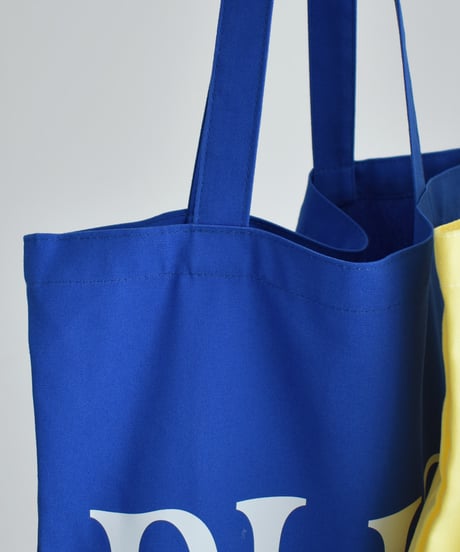 mb-bag2-02677　ビックロゴ カラー トートバッグ　エクリュ　イエロー　ブルー