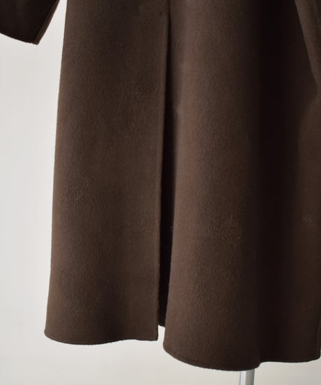 coat-02064　カシミヤ混 ウール ステンカラー ロングコート リバー仕立て　ブラウン