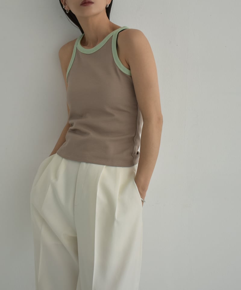 TNH NEWHOUSE COOPER TANK TOP 色別注　ナチュラル Co/Silk Nep Rib Tank top(3(MEN) Khaki/カーキ): blurhms