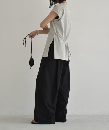 nh-tops-02554　サイドスリット ノースリーブ トップス　ホワイト　グレー　ダークネイビー