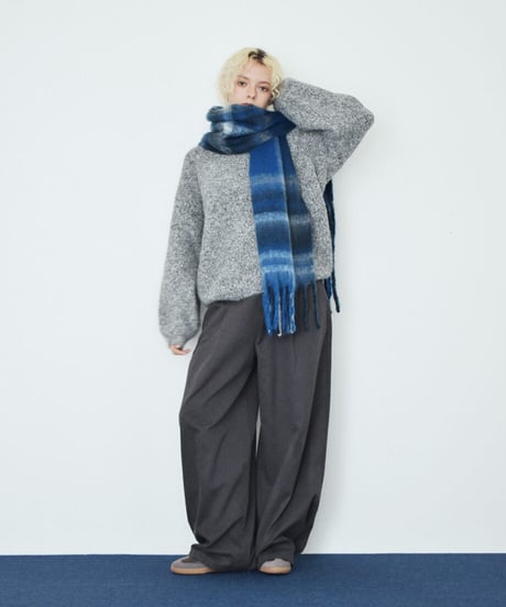 knit-02396　Vネック ボリューム ニット プルオーバー　ピンク　ベージュ　ブラウン　グレー