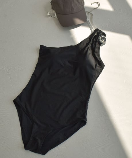 swim-02424　ワンショルダー　ワンピース　水着　ブラック