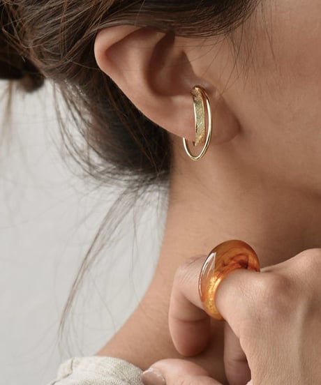 mb-earcuff-02006　SV925　エンボス×クロスフープ　２連イヤーカフ　シルバー925　ゴールド　シルバー