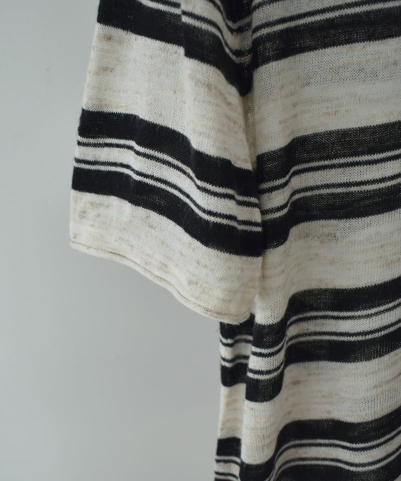 nh-knit-02384 リネン混 マルチボーダー ニット トップス エクリュ