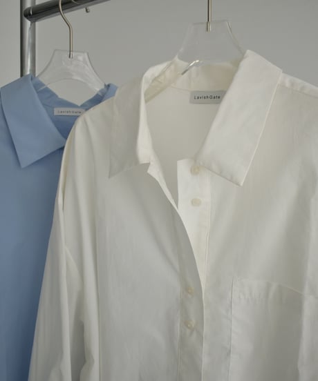 tops-02461　オーバーサイズ シャツ　ホワイト　ブルー