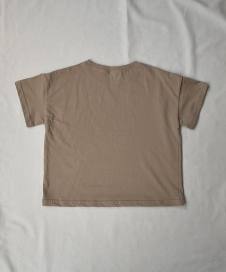 nh-kidstops-02001　キッズ クルーネック テキストＴシャツ　ホワイト　モカ