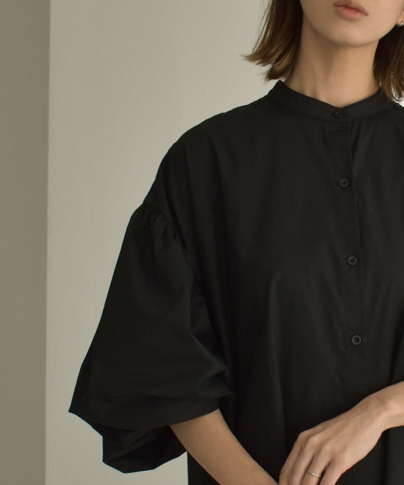 onepiece-12007 バルーンスリーブ シャツワンピース ブラック