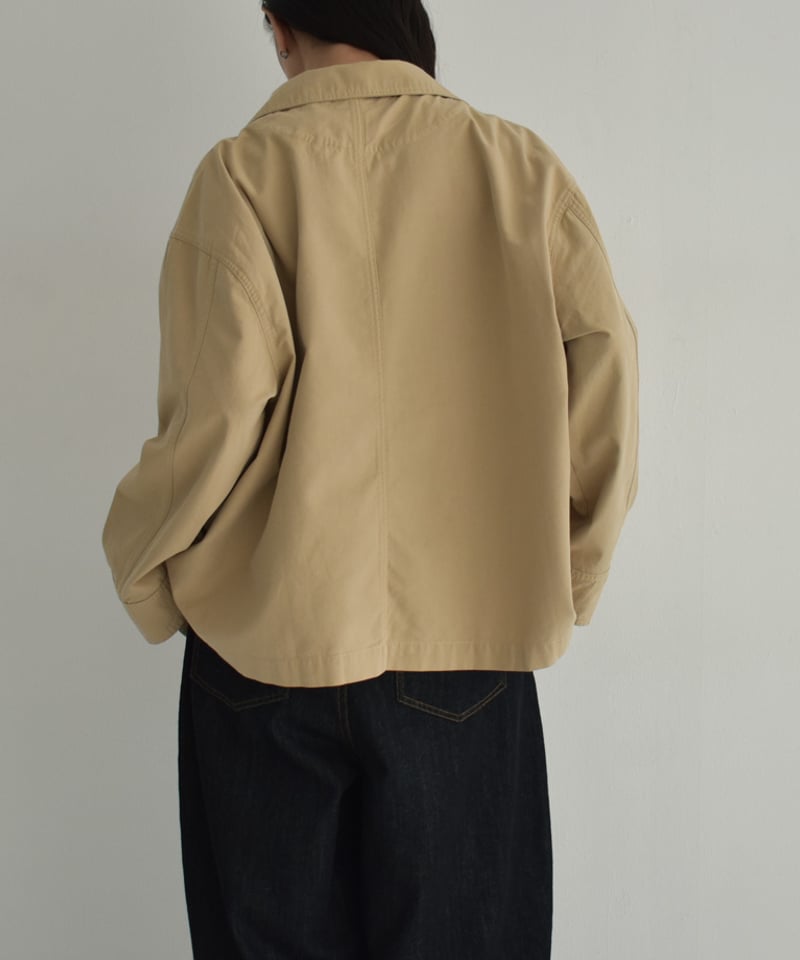 outer-02086 ステンカラー ショートコート ベージュ ブラック