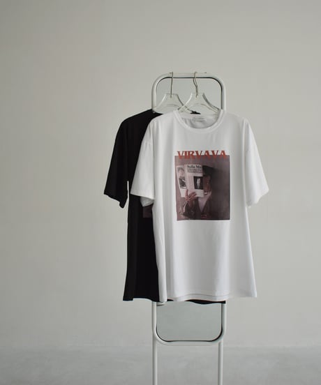 nh-tops-02532　フォトグラフィック Tee　ホワイト　ブラック