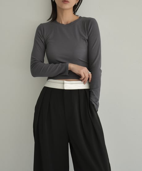 nh-tops-02463　バックオープン フィット トップス　ホワイト　アイボリー　チャコール　ブラック