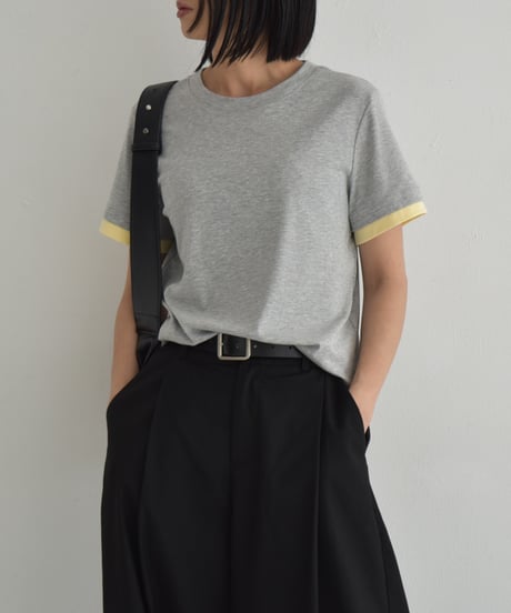 tops-02557  バイカラー Tee　ホワイト　ライトブルー　杢グレー