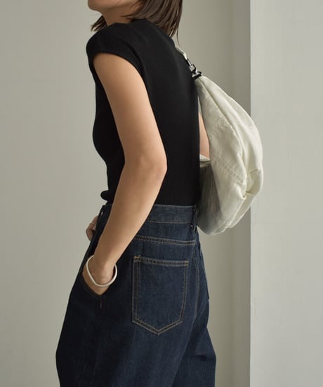 nh-knit-02230　モックネック フレンチスリーブニット　エクリュ　グレージュ　ブラック