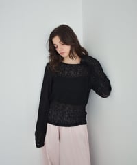 tops-07012　透かし編み レーストップス　エクリュ　ブラック