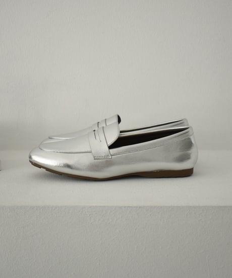 shoes-02173　クッション仕様　コインローファー　シルバー