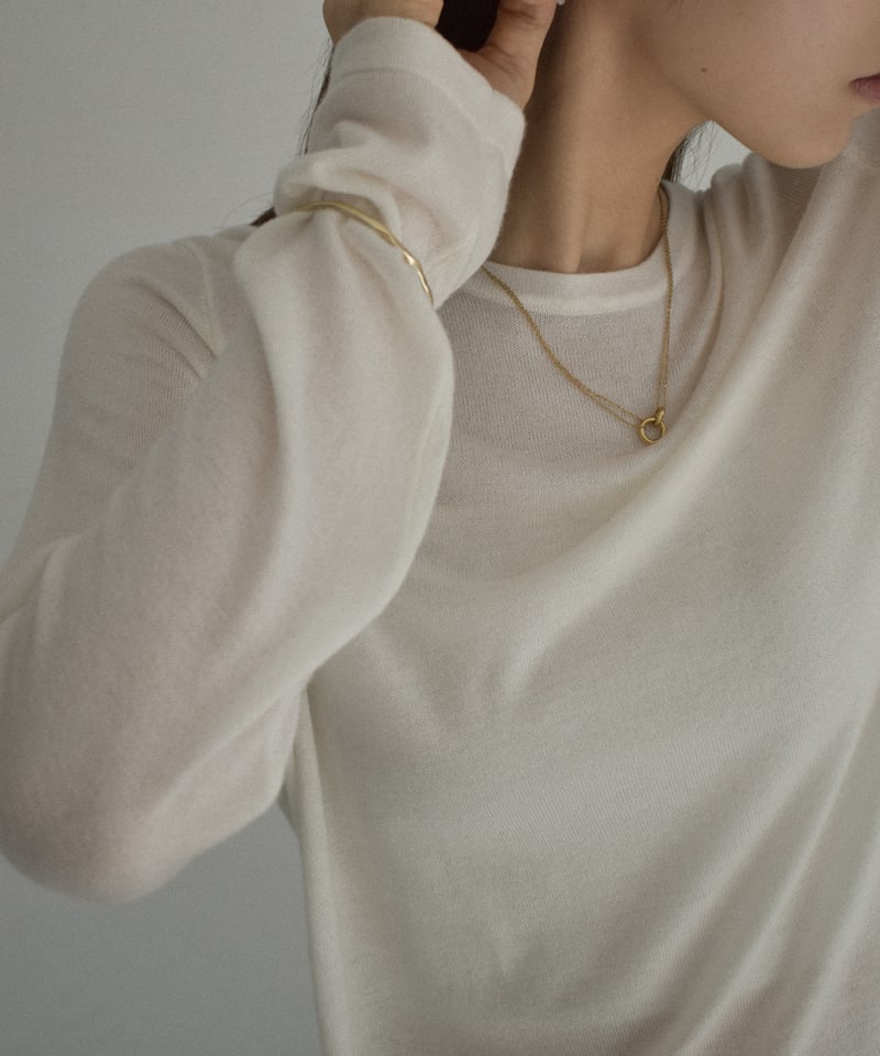 nh-knit-02337 クルーネック シアーニット エクリュ クリーム イエロー