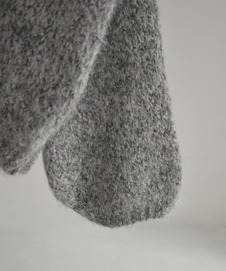 knit-02361　ボリュームスリーブ MIXカラー Vネック ニット　ブラウン　グレー