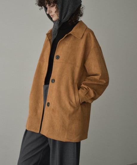 jacket-02024　フェイクスエード ミディアウター　キャメル　ブラウン