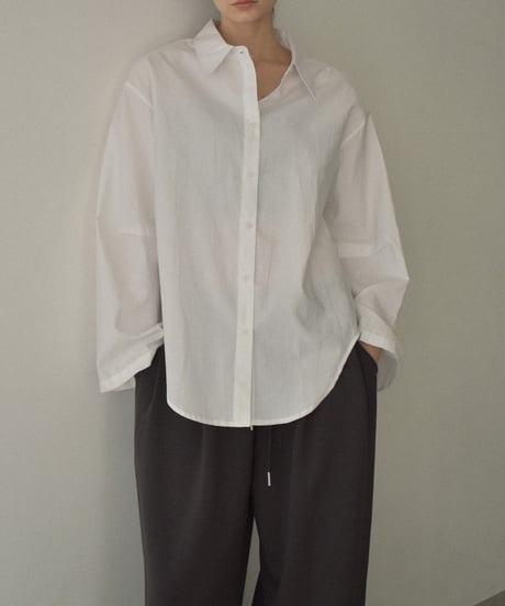 tops-02568　コクーンスリーブ シャツ　ホワイト　ブルー　ブラック
