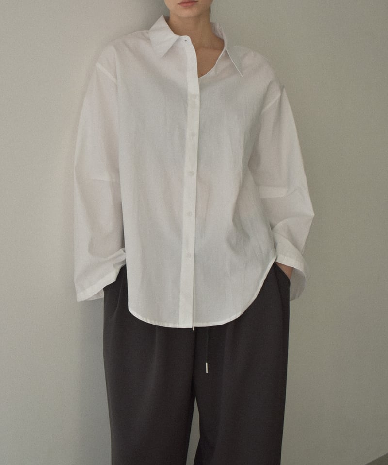 tops-02568 コクーンスリーブ シャツ ホワイト ブルー ブラック