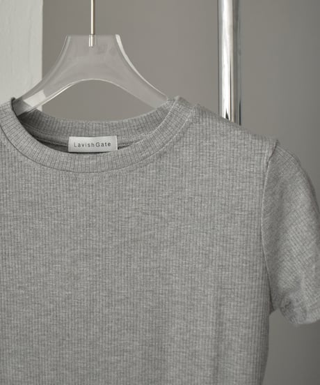 nh-tops-02491　リブ フィット Ｔシャツ　ホワイト　グレー　ブラック
