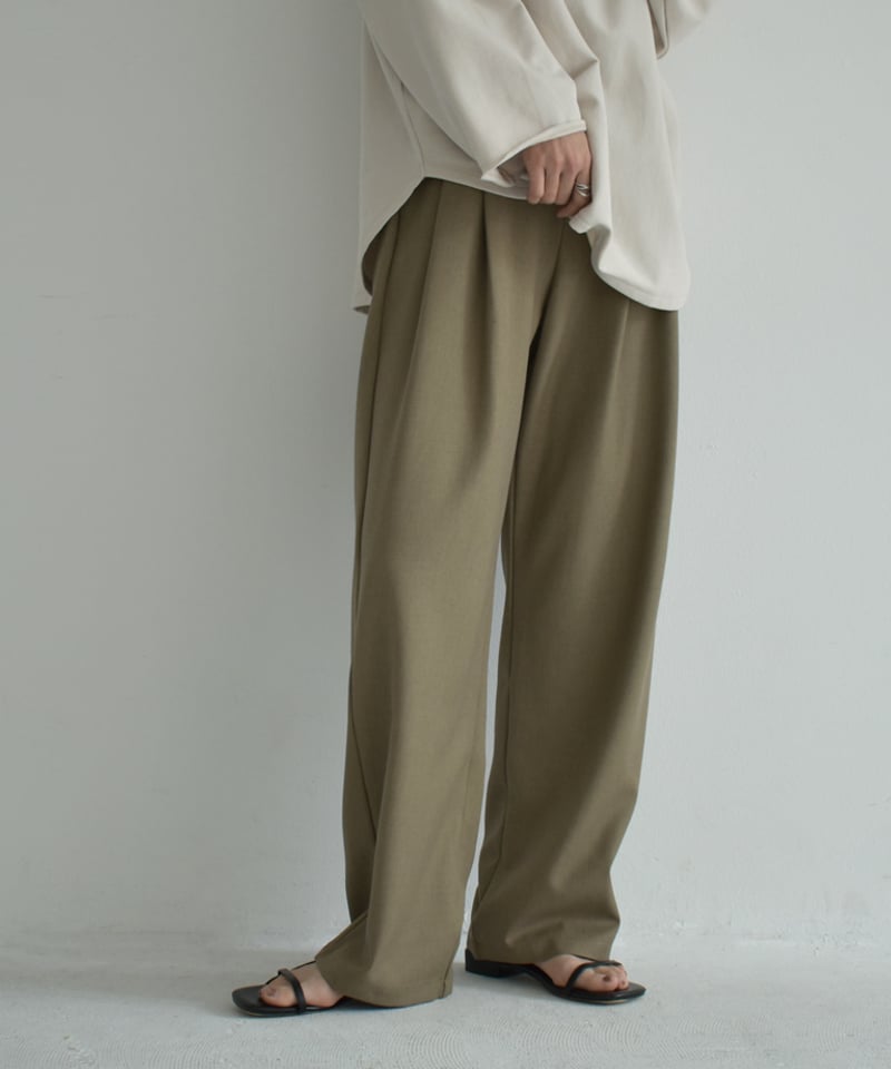 bottoms-02227 タックセミワイドパンツ モカベージュ ブラック | L a v