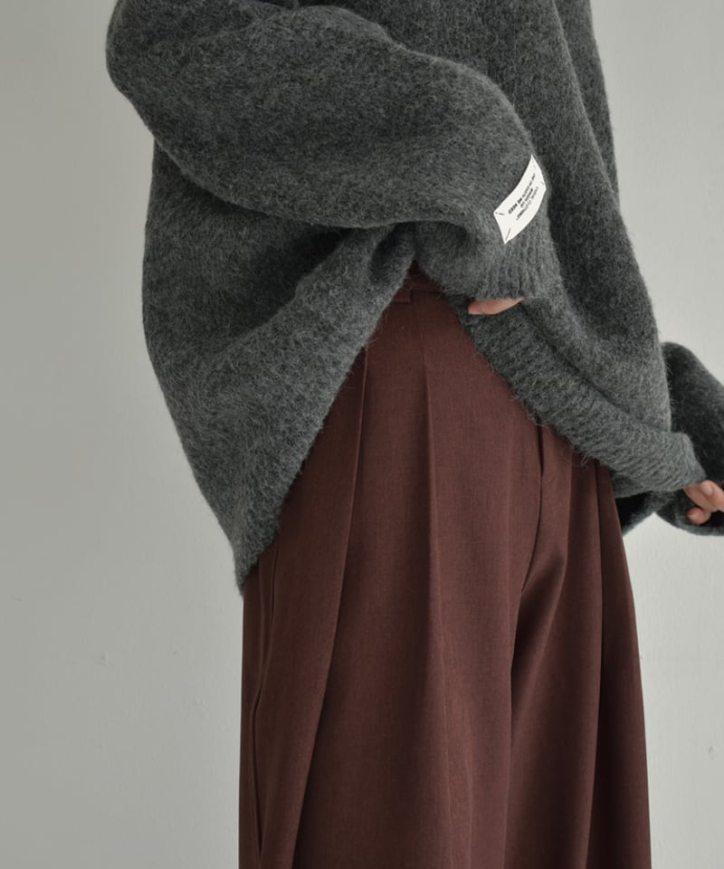 bottoms-02251 インタック ワイドパンツ ブラウン グレー | L a v i s